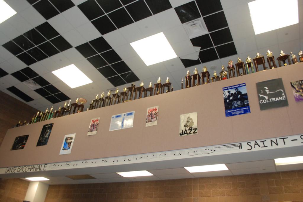 The band room is filled with past awards won at festivals and contests.