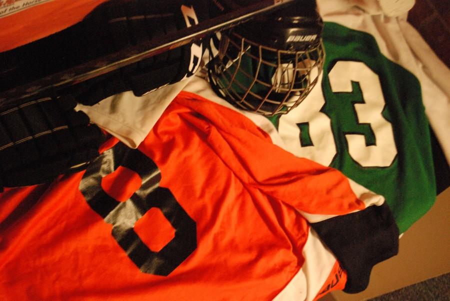 Wiatt Brunners hockey equipment 