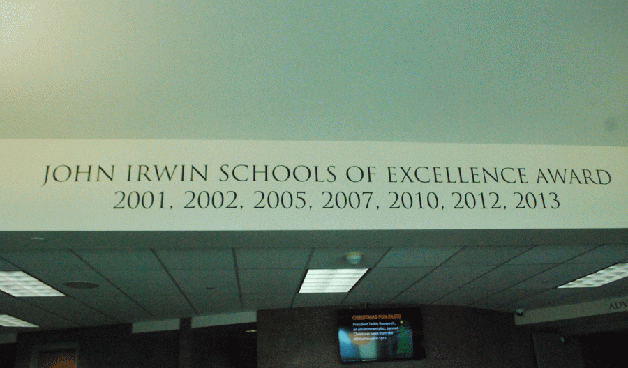 The+John+Irwin+awards+are+listed+on+the+wall+just+inside+the+school.
