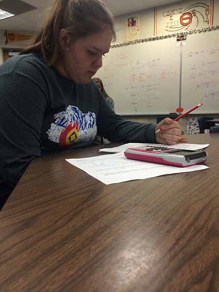 Senior Courtney Morris studying for the upcoming finals. 