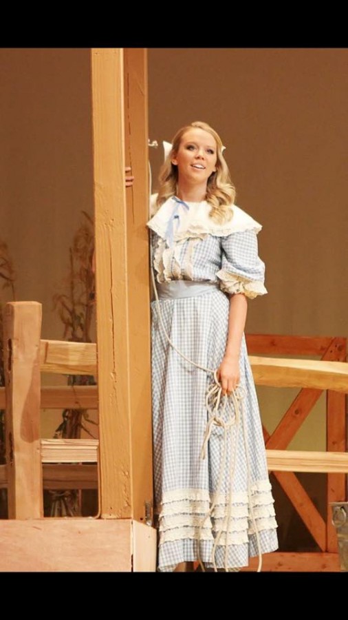 Michaela Okland, 12, performing in the 2014 Lewis-Palmer High School musical, Oklahoma.