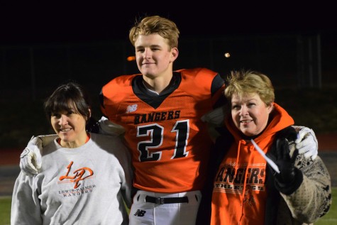 Senior, Dylan Ellis is presented with his mother, Shireen and grandmother, Nancy.