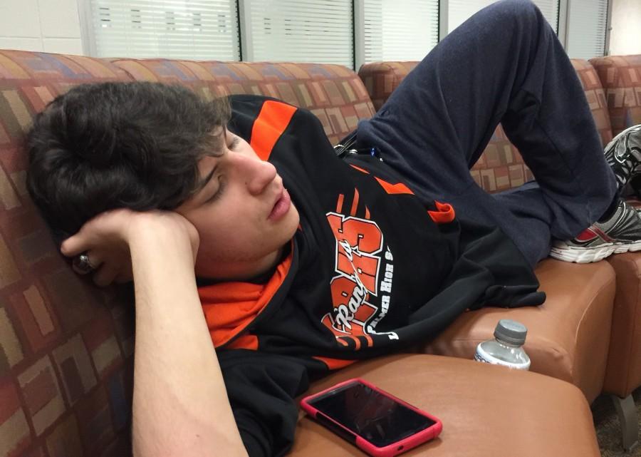 11th grade student, Steven Vertucci, sleeping in the RangerZone