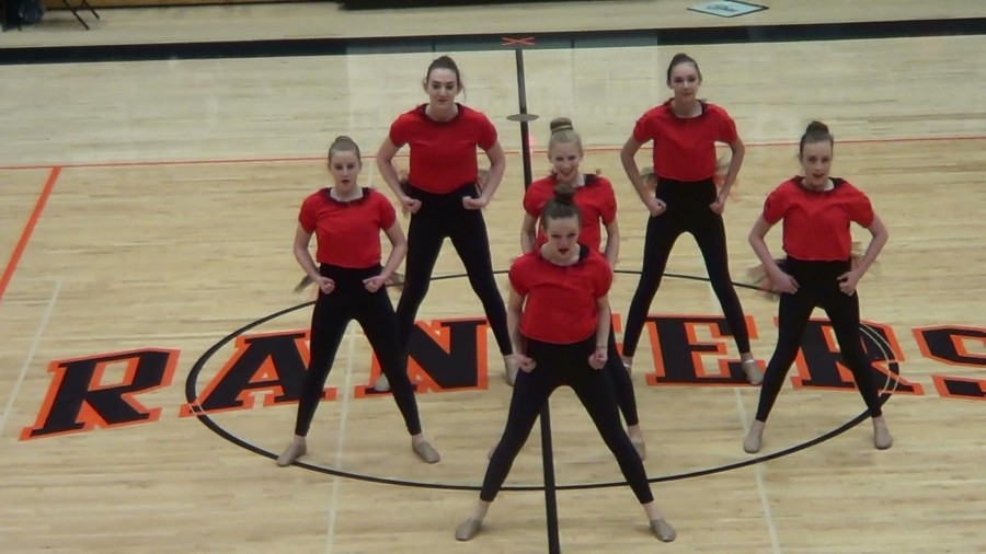From left to right, top: Karlie Asmen, Isabelle Allner, middle: Mallory Bergmann, Lindsey Purham, Mckenna Nylander, bottom: Devynn Ritchie 

Lewis-Palmer selected poms dances to carousel routine choreographed by Mckenna Nylander  