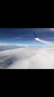 Flying over the clouds; on the way to adventure,.
