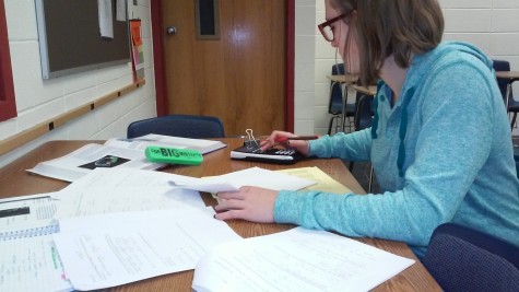 Arianna Hartzler, 12, studies for her multiple AP exams.