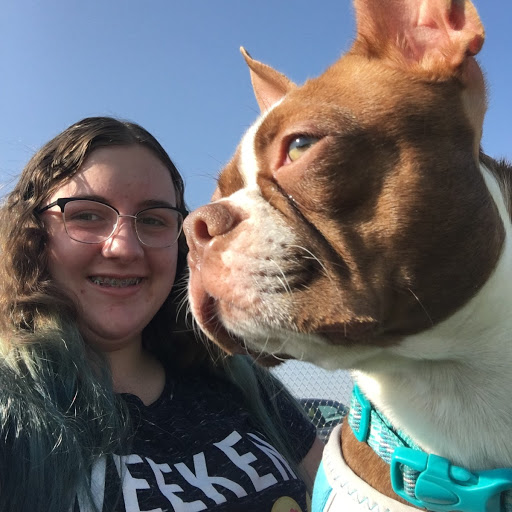Ashley Lopez bonding with one of her Boston Terriers.
We cherish the puppies we breed.