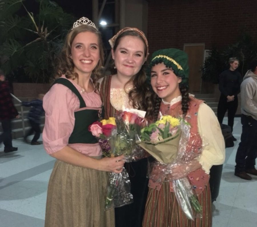 Ella McRae, on the right, with her friends Jamie McPartland, in the middle, and Kayli Ecklund, on the left, after the musical Beauty and the Beast. “I love the joy that music brings our lives,” McRae said. 
 
