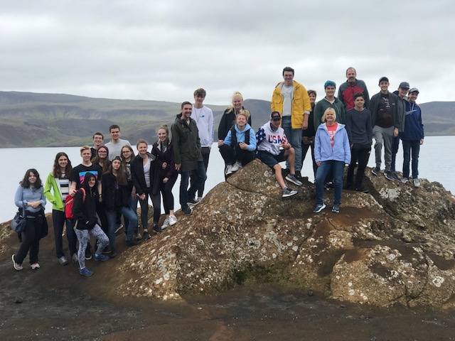 The students and teachers pause for a picture while exploring the countryside of Iceland. “My favorite part was walking around Reykjavik because it was just a really cool city,” Hatton said.
