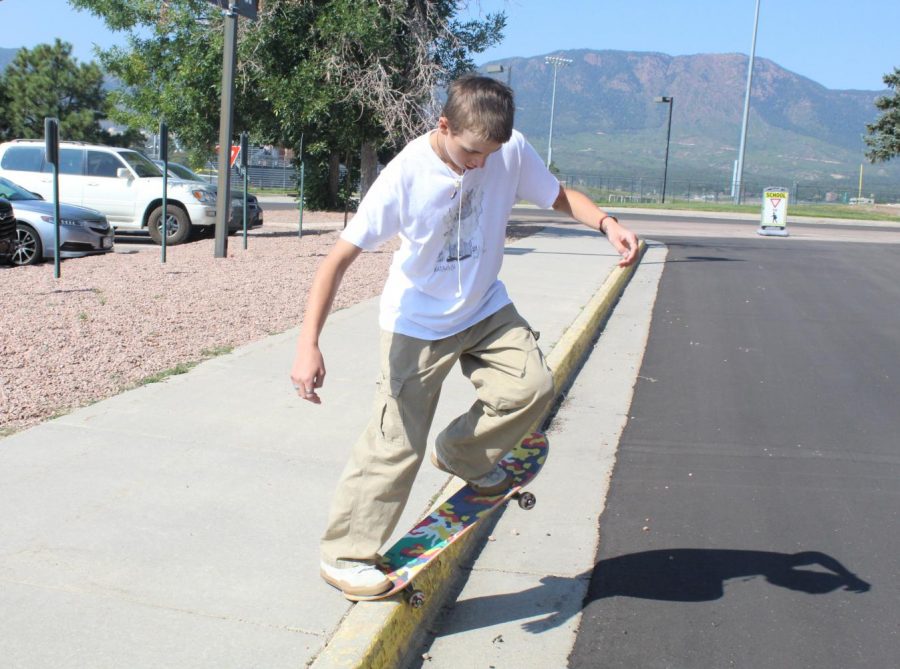 Licklider ollies off the curb trick at LPHS and sticks the landing! He can be found doing this trick at lunch. 