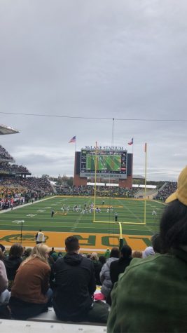 Baylor football playing against the Texas Tech Red Raiders on November 27, 2021. Baylor won the game 27 to 24.
