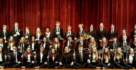 The Lewis-Palmer High School Band poses for a picture after their performance at CMEA. “You can only audition every three years so we were lucky enough to audition this year,” Allison Sobers 12 said. “Our expectations were pretty low but it’s definitely a huge honor for everyone.”