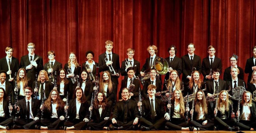 The+Lewis-Palmer+High+School+Band+poses+for+a+picture+after+their+performance+at+CMEA.+%E2%80%9CYou+can+only+audition+every+three+years+so+we+were+lucky+enough+to+audition+this+year%2C%E2%80%9D+Allison+Sobers+12+said.+%E2%80%9COur+expectations+were+pretty+low+but+it%E2%80%99s+definitely+a+huge+honor+for+everyone.%E2%80%9D