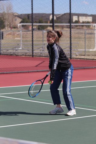 Schleger practices with her tennis team after school. “I got so much out of trying for basketball and tennis, so all the hard work really does pay off,” Schleger said.